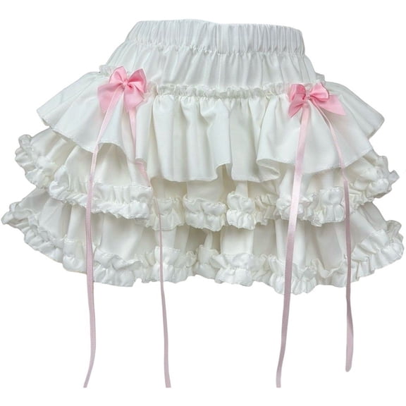 Vjnyvs Cute Pastel Ruffle Tiered Mini Skirt for Women, Lace Layered Flowy Aesthetic Kawaii Y2K Short Skirt Elastic Waist