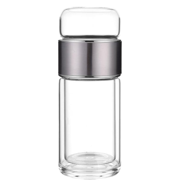 Cateissary Taza de vidrio con filtro con filtro de acero inoxidable, taza de té con filtro de vidrio de doble pared única y aislada Teteras Como se muestra 280ml