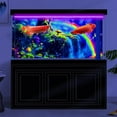 thumbnail image 4 of Blacklight Rainbow Waterfall Black Light Aquarium Background, UV Fish Tank Background Fantasy Landscape Mountain Terrarium Background with 10 EVA Double-Sided Tape, 48X24IN, 4 of 5