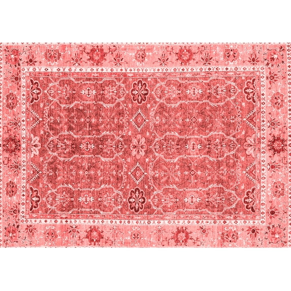 Ahgly Company Machine Washable Indoor Rectangle Oriental Red Traditional Area Rugs, 8' x 10'
