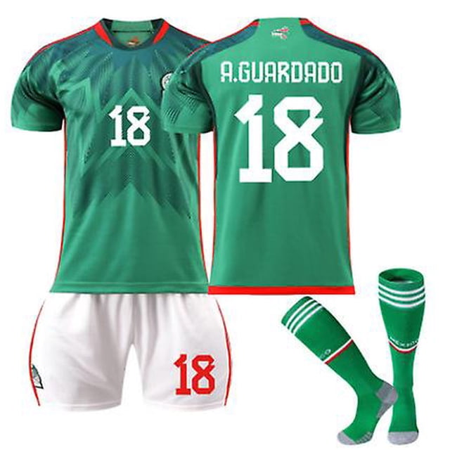 XLGreen 18B Traje de uniformes de fútbol para hombres y mujeres de alta calidad Chicharito 14 # A.guardado 18 # Conjunto de camiseta de equipo de fútbol de moda deportiva para niños con calcetín y protección de rodilla esquí esquí Gafas de esquí