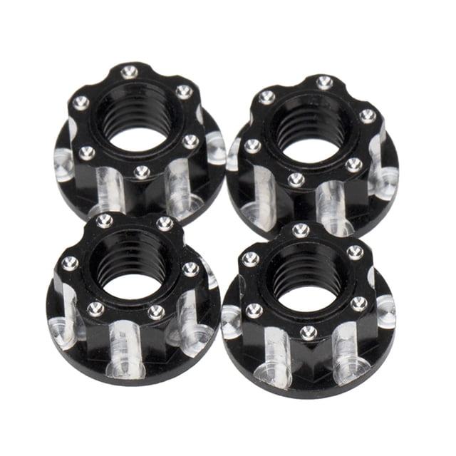 Vogacara Tuercas de brida RC de 4 piezas, pieza de actualización profesional, Kit de accesorios de actualización de ajuste automático práctico, Kits de construcción modelo Negro Vogacara FN001743-04