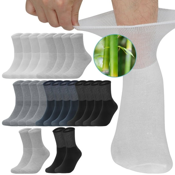 Usavemo (10 2 Bonus) 12 Pairs Mens Non Binding Socks Bamboo Lightweight Ankle Socks for Men Size 9-13