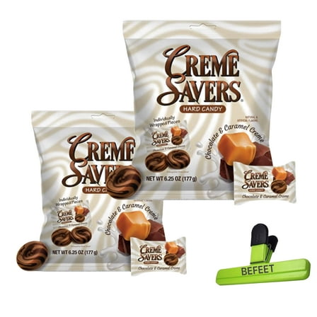 Creme Savers Chocolate and Caramel Hard Candy, Original Classic, Fresh Chocolate Caramel Swirled in Rich Cream, 6.25 oz Bags, 2 Pack