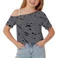 thumbnail image 5 of WRKEKC Girls Short Sleeve Tops Kids Star Print One Shoulder Short Sleeve Casual T-Shirt for Daily Wear 5-14 Years, 5 of 9