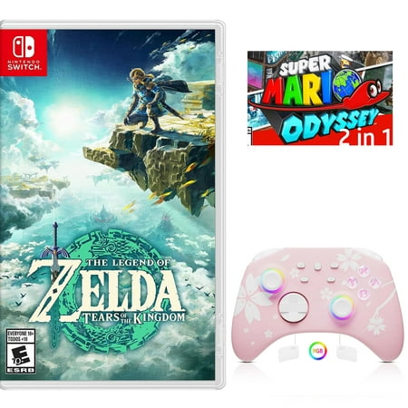 The Legend of Zelda: Breath of the Wild Game Disc and Upgraded Switch Pro Controller for Nintendo Switch/PC/IOS/Android/Steam with Hall Effect Joysticks Triggers Pink
