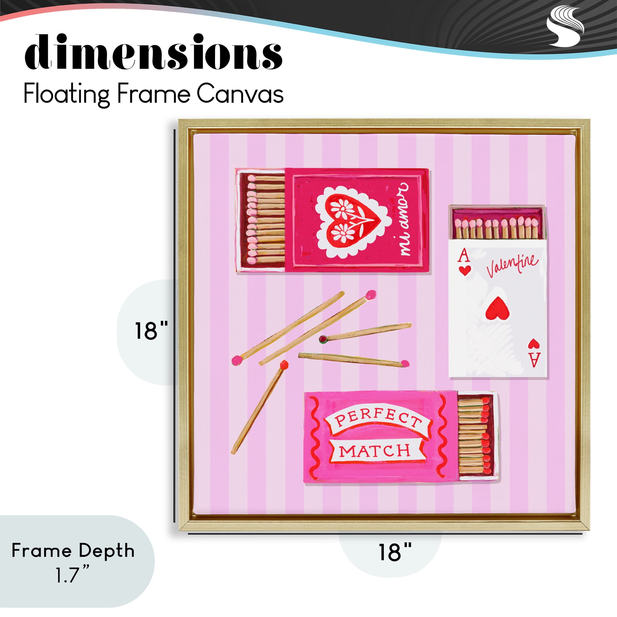 Stupell Industries Romantic Valentine's Matchboxes Gold Framed Floater Canvas Wall Art, design by Rachael Reese