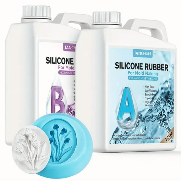 JANCHUN 64oz Silicone Making Kit, Liquid Silicone Molding Kit Silicone Rubber Making Silicone Rubber, for Making Rapid Curing Silicone Rubber, Easy to Mix - Ultra Elastic And High Performance.