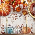 thumbnail image 2 of Fall Thanksgiving Placemats Set of 6, Watercolor Autumn Pumpkins Eucalyptus Leaves Heat Resistant Washable Linen Table Place Mats Party Holiday Decor for Home Kitchen Dining Outdoor Indoor,Blue Orange, 2 of 6