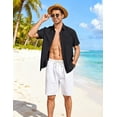 thumbnail image 5 of COOFANDY Men' Summer Linen Shirt Casual Short Sleeve Button-Down Beach Wedding Cruise Wear for Men, 5 of 6