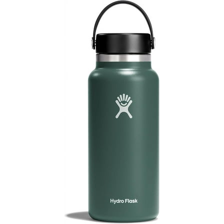 Hydro Flask Vacuum Insulated Stainless Steel Water Bottle Flask - Closeable Lid - Wide Mouth - 32 oz - Fir