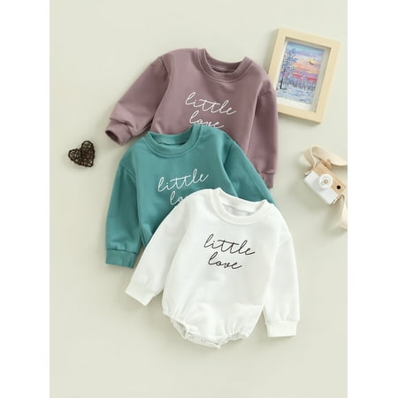 

Baby Fall Romper Long Sleeve Letter Embroidery One-Piece Bodysuit
