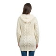 thumbnail image 5 of SAOL 100% Merino Wool Women's Aran Zip Cable Knit Cardigan Sweater Irish Hooded Long Jacket Outdoor Coat Made in Ireland, 5 of 6