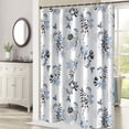 thumbnail image 2 of Blue Floral Shower Curtain, Watercolor Blue and Grey Shower Curtain for Bathroom Waterproof Fabric Aesthetic Shower Curtain Set with Hooks, 72x72 Inch, 2 of 6