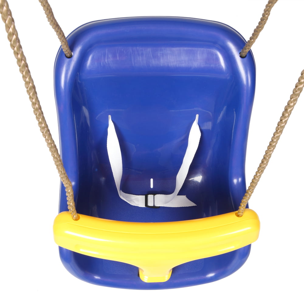 Blue High Back Toddler Swing Adjustable Rope Infant Safety Belt Playground 