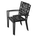 thumbnail image 3 of Nuu Garden Outdoor Iron Dining Chairs Set of 2 with Slatted Seat Design for Airflow, Non-slip Foot Pads and Stackable Patio Chairs for Garden Deck Poolside, Black, 3 of 10