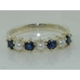 thumbnail image 6 of LBG British Made 10k White Gold Cultured Pearl & Sapphire Womens Eternity Ring - Size 9 - 33 size options, 6 of 7