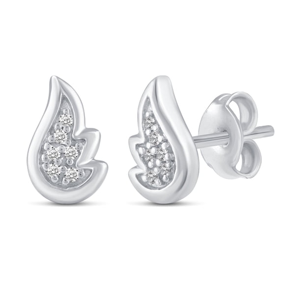 1/30 Cttw Natural Diamond Angel Wing Stud Earrings in 925 Sterling Silver