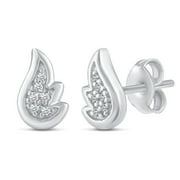 FIFTH AND FINE 1/30 Cttw Natural Diamond Angel Wing Stud Earrings in 925 Sterling Silver