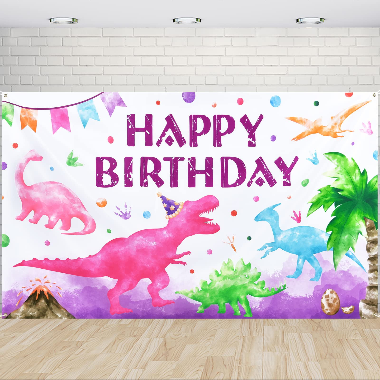 Mocsicka Dinosaur Baby Shower Backdrop Safari Jungle Green