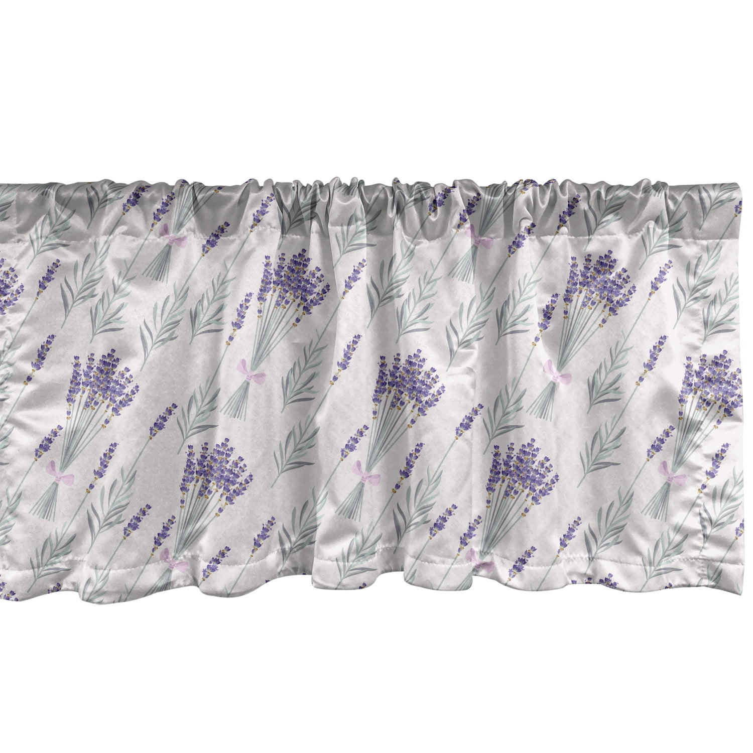 Lavender Window Valance Pack of 2, Botany Flowers Ribbon Blossom on
