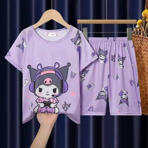 Pyjama d'Été pour Enfants à Manches Courtes Filles Dessin Animé Vieux Garçons Garçons Ensemble de Vêtements de Maison Pyjama Tenue de Nuit Peignoir Vêtements Mère Enfants