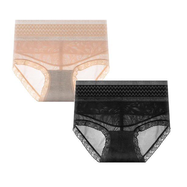 Calzones Mujer Bragas Moldeadoras De Abdomen y Levantamiento De Glúteos Para Mujer, De Encaje, Cintura Media Alta, Transpirables * 2 Piezas