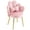 Pink, variant on HOWEN Petal Makeup Vanity Chair with Back,Flower Cute Girls Desk Chair Comfy No Wheels,Modern Dining Chair,Small Accent Chair with Adustable Gold Legs&Bow Pillow for Home Office,Bedroom,Velvet,Purple