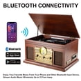 thumbnail image 4 of Reproductor de grabación Bluetooth 10 en 1, tocadiscos de 3 velocidades para vinilo con altavoces, convertidor LP a MP3, CD, reproductor de cassette, radio FM, transmisión inalámbrica | caoba, 4 of 5