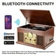 thumbnail image 4 of Reproductor de grabación Bluetooth 10 en 1, tocadiscos de 3 velocidades para vinilo con altavoces, convertidor LP a MP3, CD, reproductor de cassette, radio FM, transmisión inalámbrica | caoba, 4 of 5