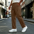 thumbnail image 7 of Mifsaly Mens Lightweight Pants Drawstring Elastic Waist Straight Leg Work Pants Breathable Golf Travel Business Casual Bottoms with Pockets Brown,M, 7 of 7