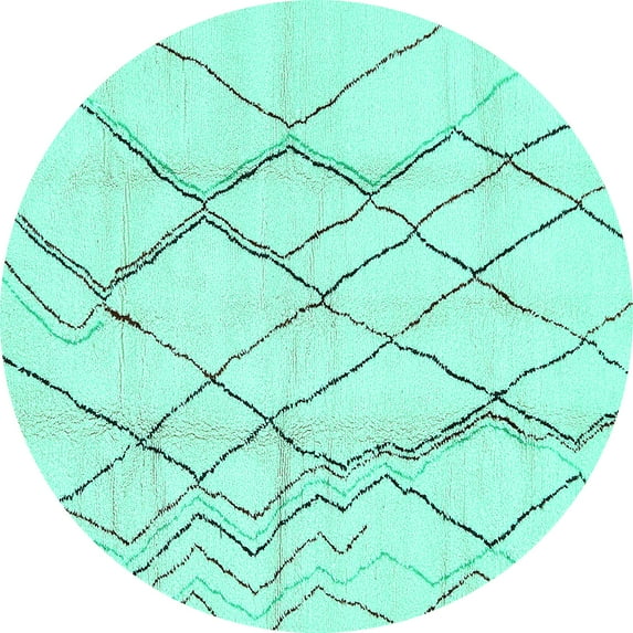Ahgly Company Indoor Round Solid Turquoise Blue Modern Area Rugs, 7' Round