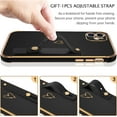 thumbnail image 4 of iPhone 12 Love Heart Cute Case with Wristband Kickstand, Soft TPU Bumper, Slim Shockproof Protection for Girls Women - Black, 4 of 8