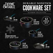 Thyme & Table 12-Piece Ceramic Non-Stick Cookware Set, Signature Collection, Non-Toxic Pots and Pans Set - Black Rainbow