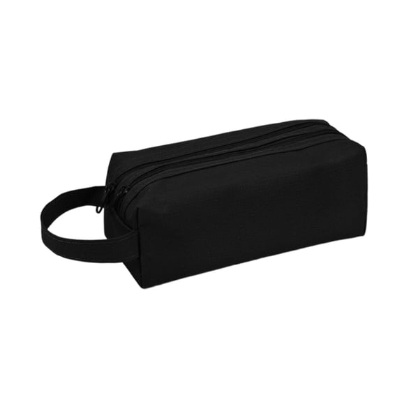 Spacious Double Layer Fabric Zipper Pen Bag - Lightweight Oxfords Cloth Tote with Double Drawstrings, Multiple Compartments, 20x8x7.5cm for Organizing Stationery