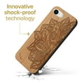thumbnail image 3 of Case Yard Wooden Case Outside Soft TPU Silicone, Slim Fit Shockproof Wood Protective Phone Cover for Girls Boys Men and Women, Supports Wireless Charging Lotus Flower Design case for iPhone-SE, 3 of 7