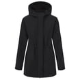 thumbnail image 3 of Women's Softshell Jacket with Hood Fleece Lined Windbreaker Zip Up Button Winter Insulated Long Warm Jacket, 3 of 5