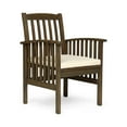 thumbnail image 6 of GDF Studio Keegan Outdoor Acacia Wood Dining Chairs with Cushion, Set of 2, Gray and Cream, 6 of 8