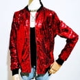 thumbnail image 7 of BOOMILK Women Shiny Sequin Varsity Jacket Long Sleeve Zip up Party Bomber Coat Plus Size Red 3XL, 7 of 7