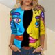 thumbnail image 2 of Blusa de cuello redondo cómoda de manga larga con estampado de grafiti de novedad clásica para mujer Pompotops  gfhjh19366, 2 of 5