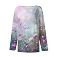 thumbnail image 4 of Fznquz Long Sleeve Womens Blouses Plus Size V Neck Floral Pink T Shirt Winter Button Casual Fall Womens Tees, 4 of 5