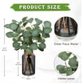 thumbnail image 2 of Artificial Eucalyptus Stems in Black Glass Vase with Faux Water, 14" Fake Plant Eucalyptus Leaves for Home Office Farmhouse Wedding Centerpiece Décor, 2 of 5