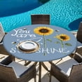 thumbnail image 6 of Sunflowers Round Tablecloth, Fitted Table Cover with Elastic for 55"-60" Round Tables, Modern Bee You Are My Sunshine Blue Table Cloth Outdoor Indoor Dinning Party Waterproof Tablecloths, 6 of 7