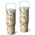 thumbnail image 2 of 1pc Mushroom 30oz Tumbler with Straw & Handle - Insulated Stainless Steel Cup | Holiday Gift for Man Women (Christmas, Valentine's, Birthday), 2 of 7