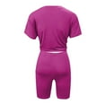 thumbnail image 4 of Two Piece Outfits For Women Short Sleeve Casual Biker Shorts Set Hot Pink S, 4 of 4