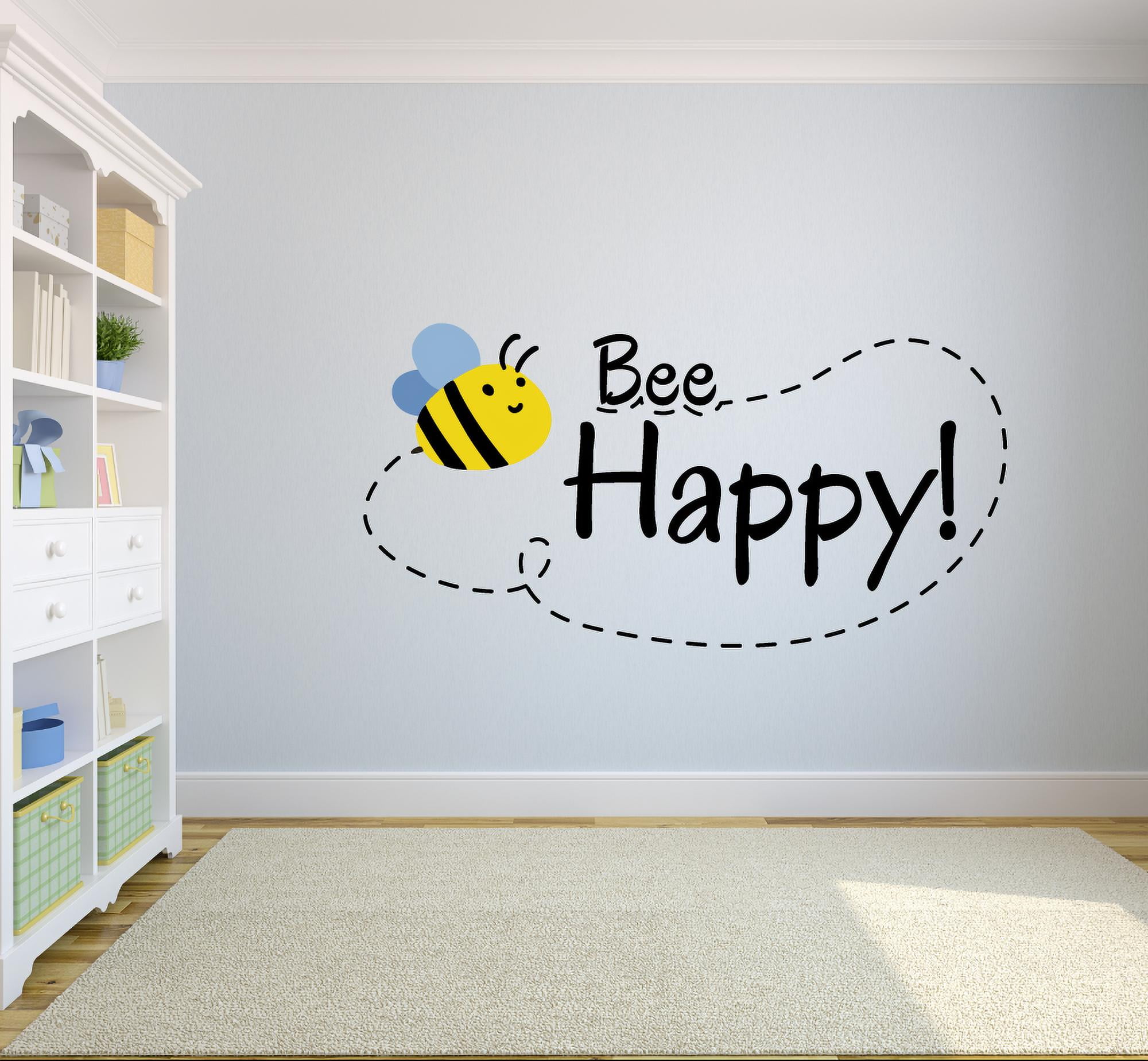 Bee wall art vinyl decal, bee happy, bee home decor, Don't worry be