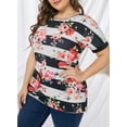 thumbnail image 2 of Purcoar Women's Plus T Shirts Short Sleeve Tops Loose Casual Tee Shirt Blouses, 2 of 6