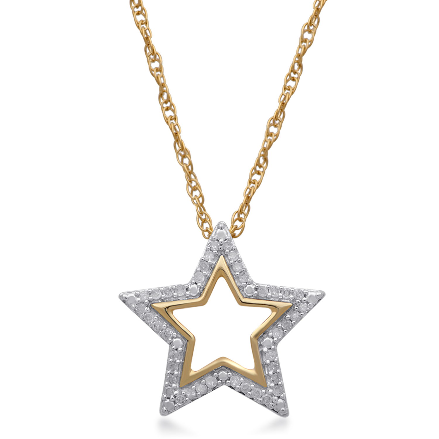 10K YG 1/10 CTTW STAR PENDANT W/ 1/20 