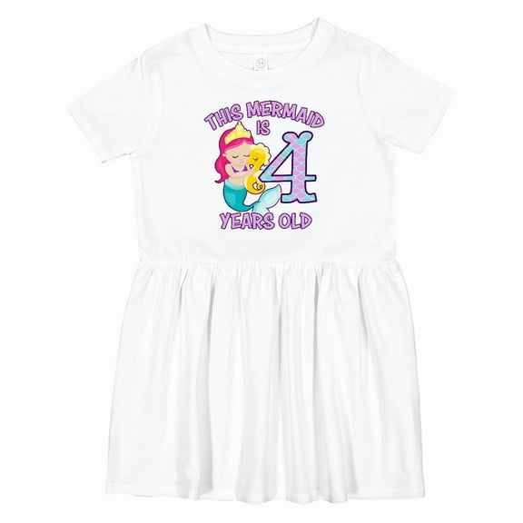 Inktastic This Mermaid is 4 Years Old Girls Toddler Dress