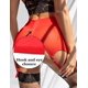 thumbnail image 3 of Cinturón de encaje de cintura alta para mujer (rojo, circunferencia de cintura 56-86), tirantes de malla con tanga, ropa interior sexy, 3 of 5